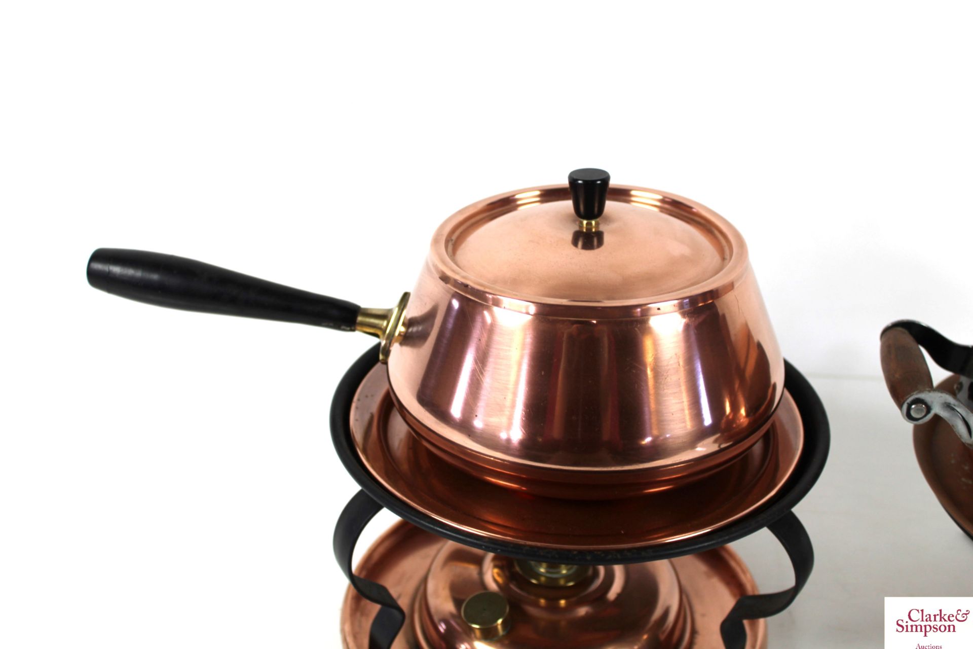 Two copper fondue sets with burners - Image 2 of 8