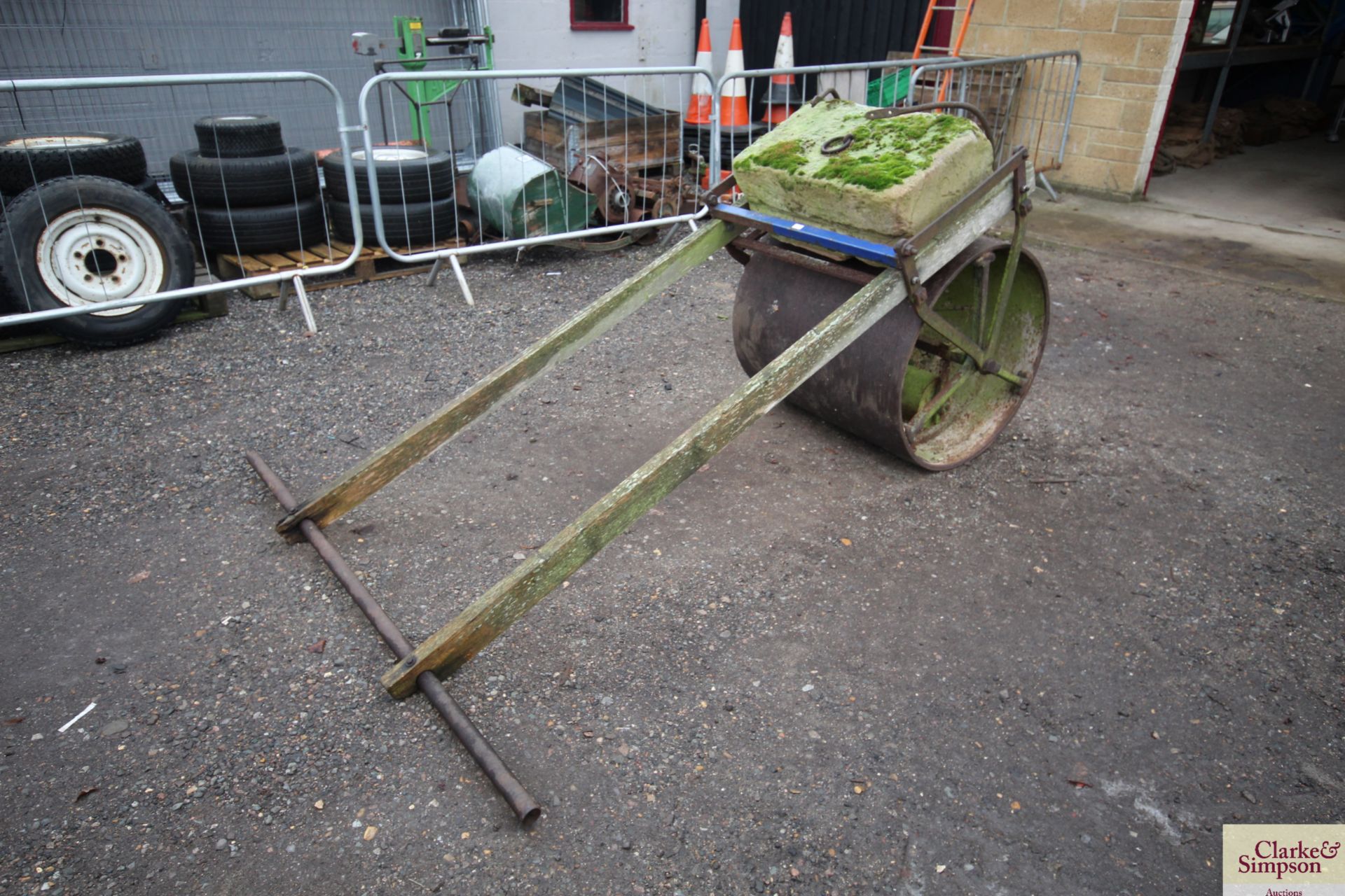 A vintage hand pushed cricket pitch roller with Yo