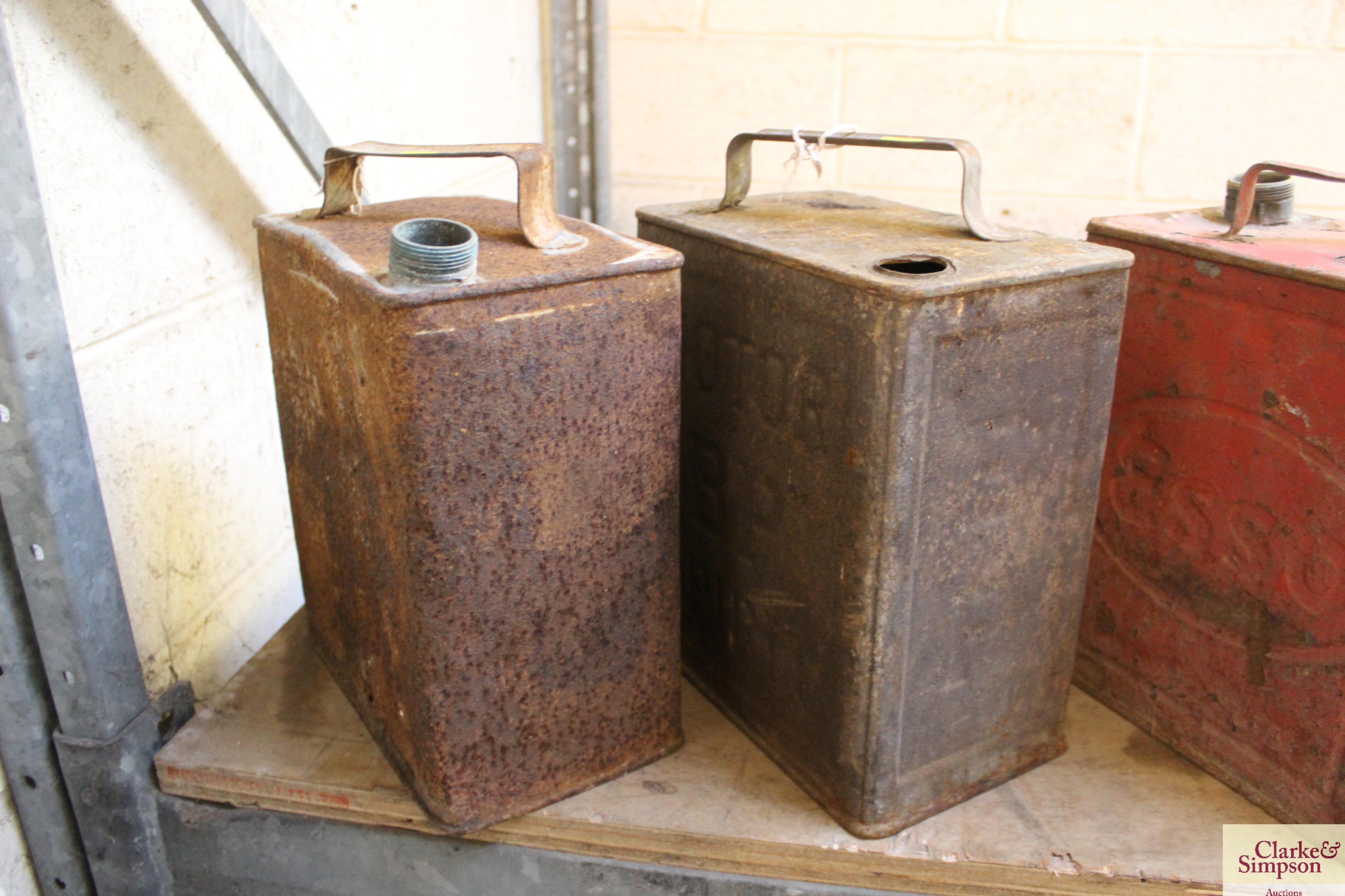 Five various two gallon petrol cans including Esso - Image 2 of 4