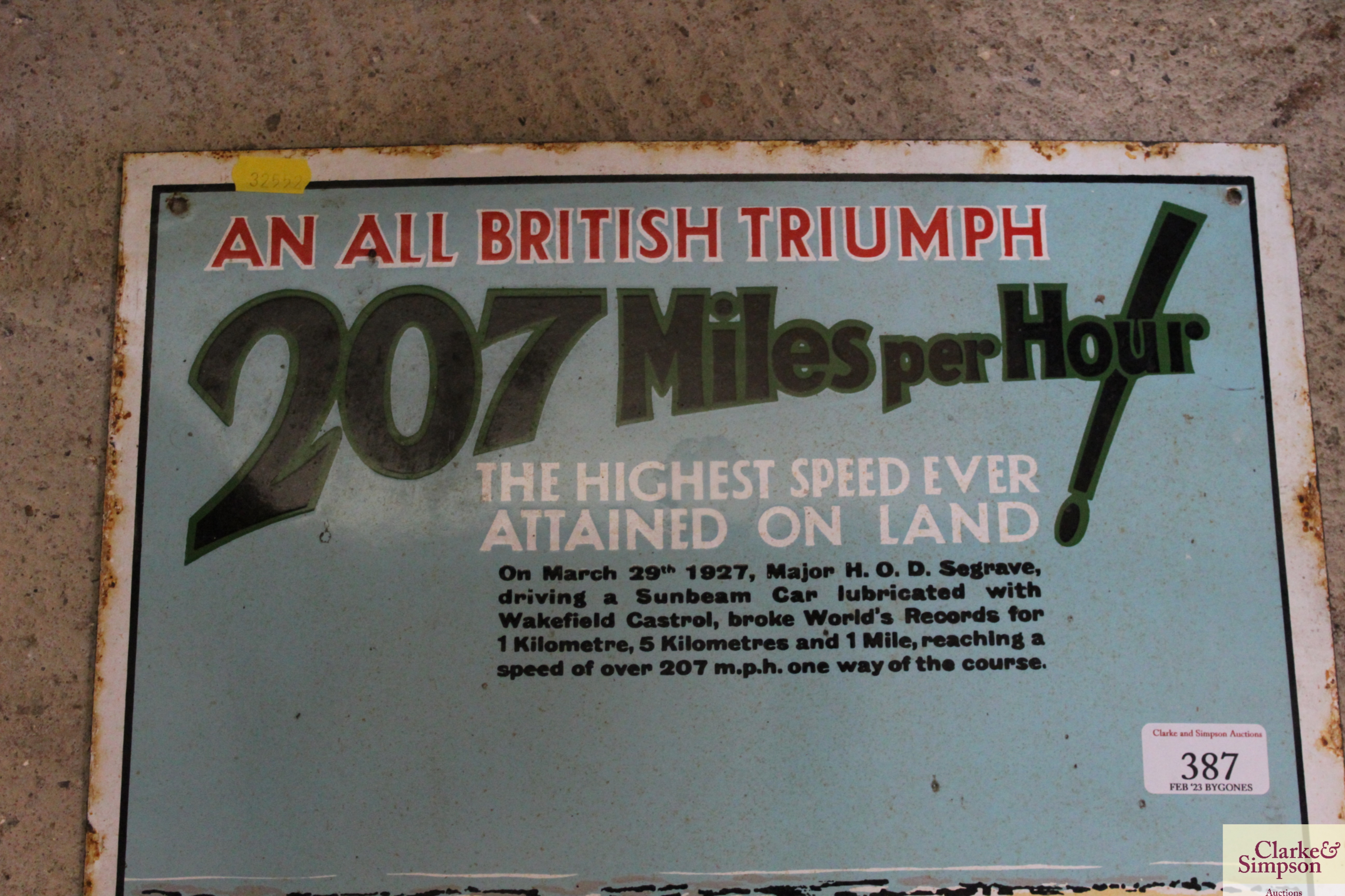 An "All British Triumph Sunbeam" advertising sign - Image 2 of 8