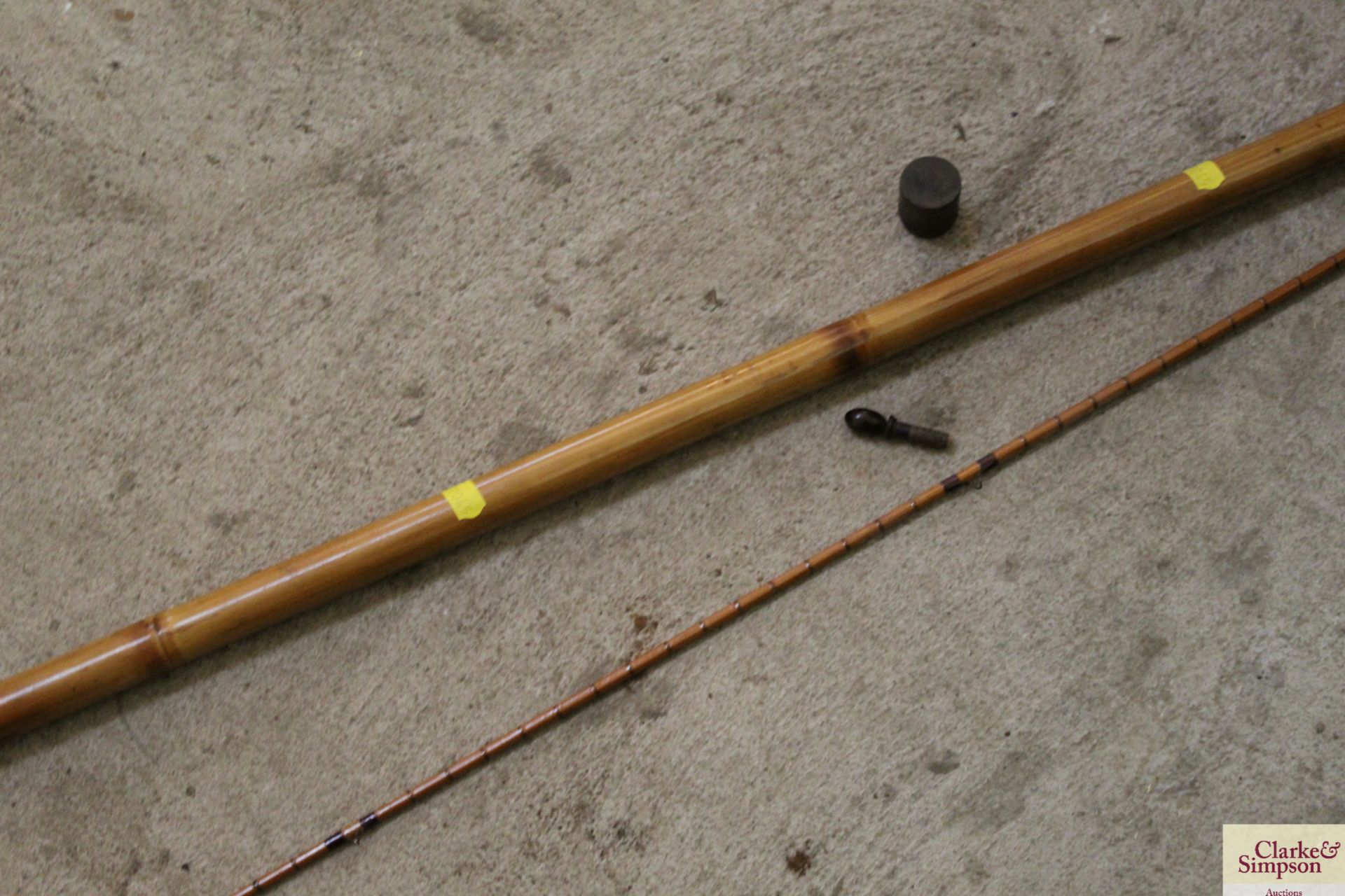An unusual bamboo fishing rod tip case and content - Image 3 of 5