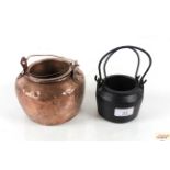 A vintage copper glue pot and a cast iron Kenrick