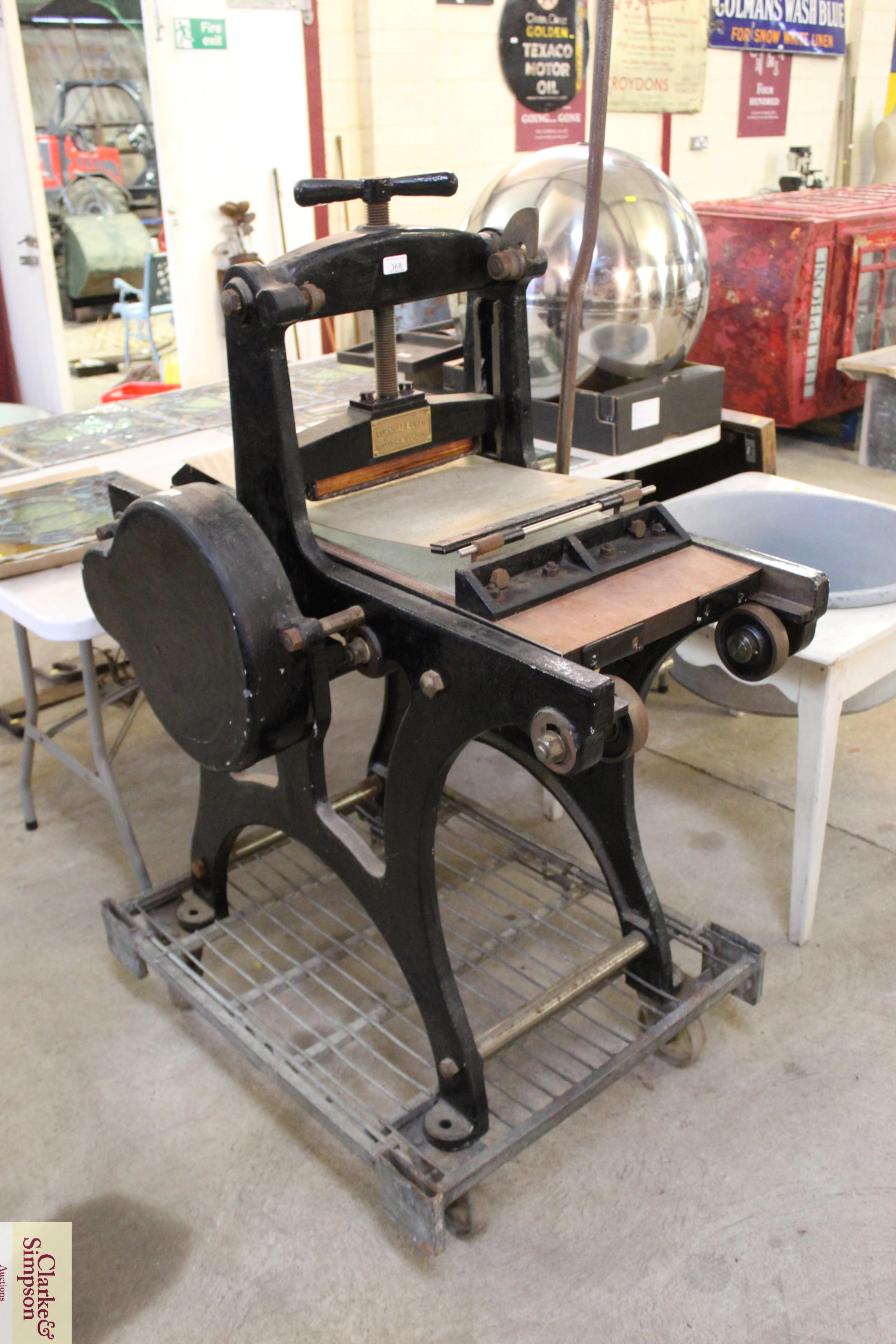 A Furnival & Co. Ltd. hand operated litho printing press