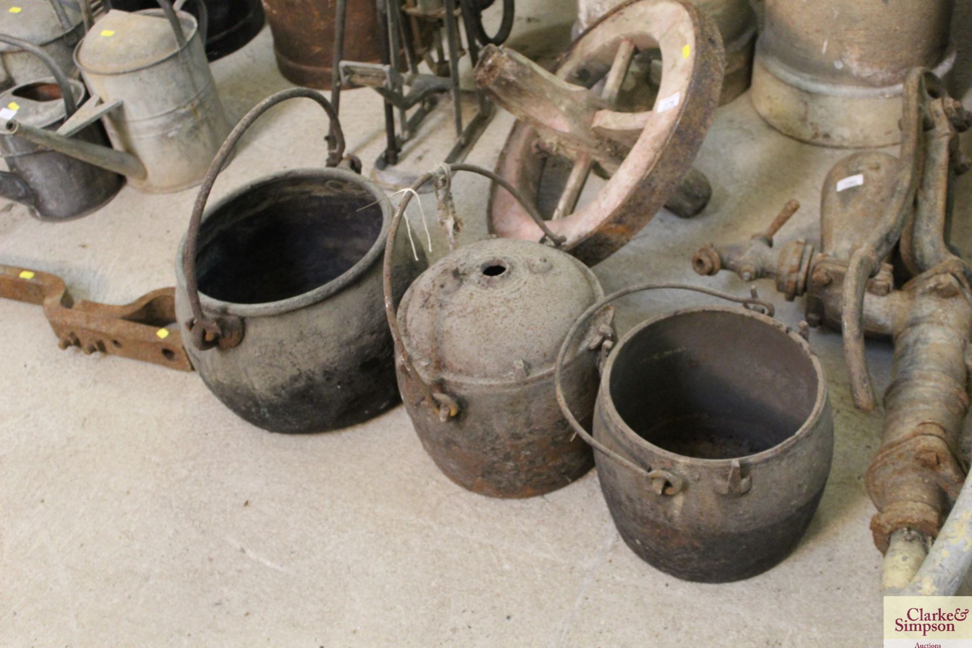 Three vintage cast iron cooking pots - Image 2 of 2