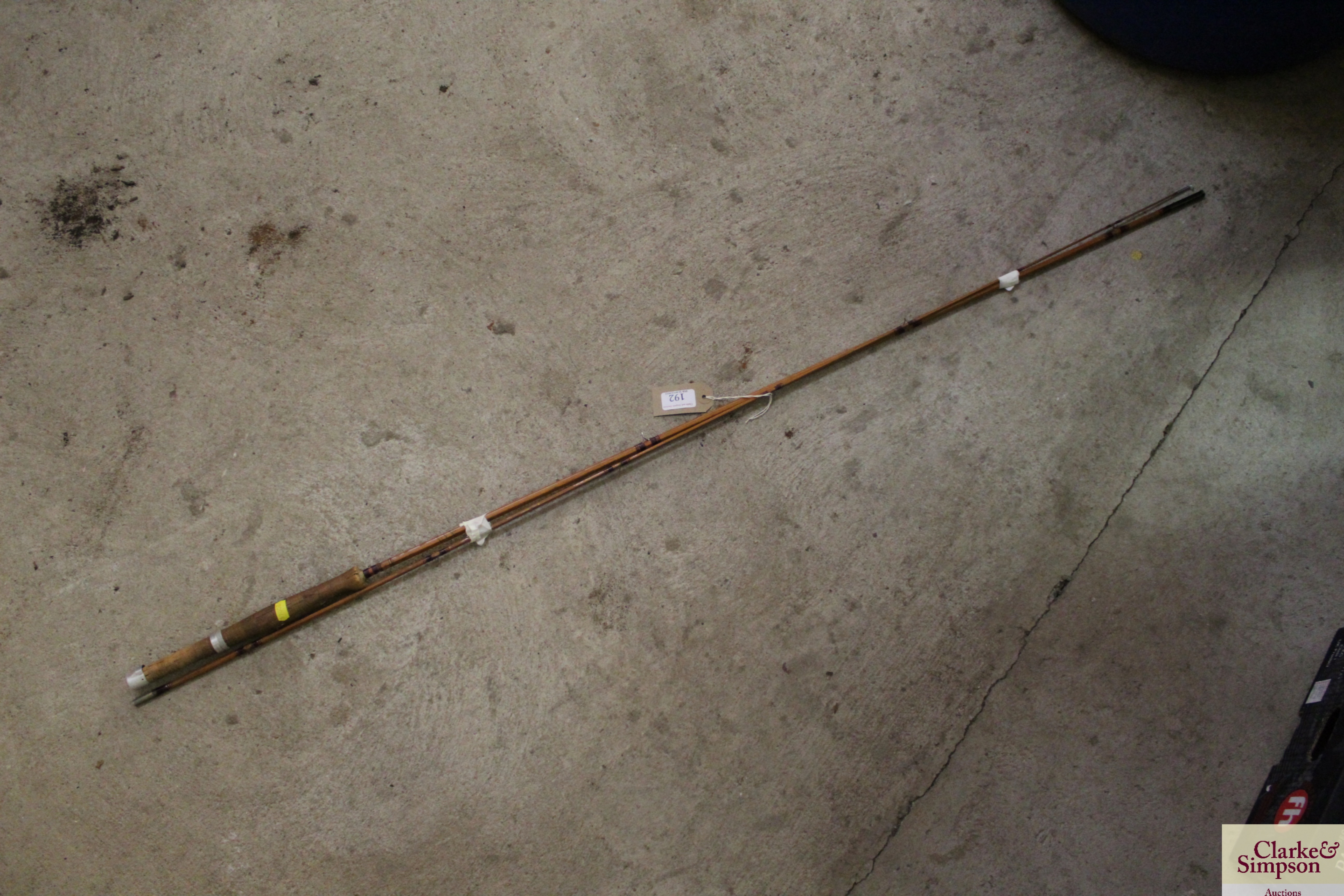 A two piece split cane fishing rod