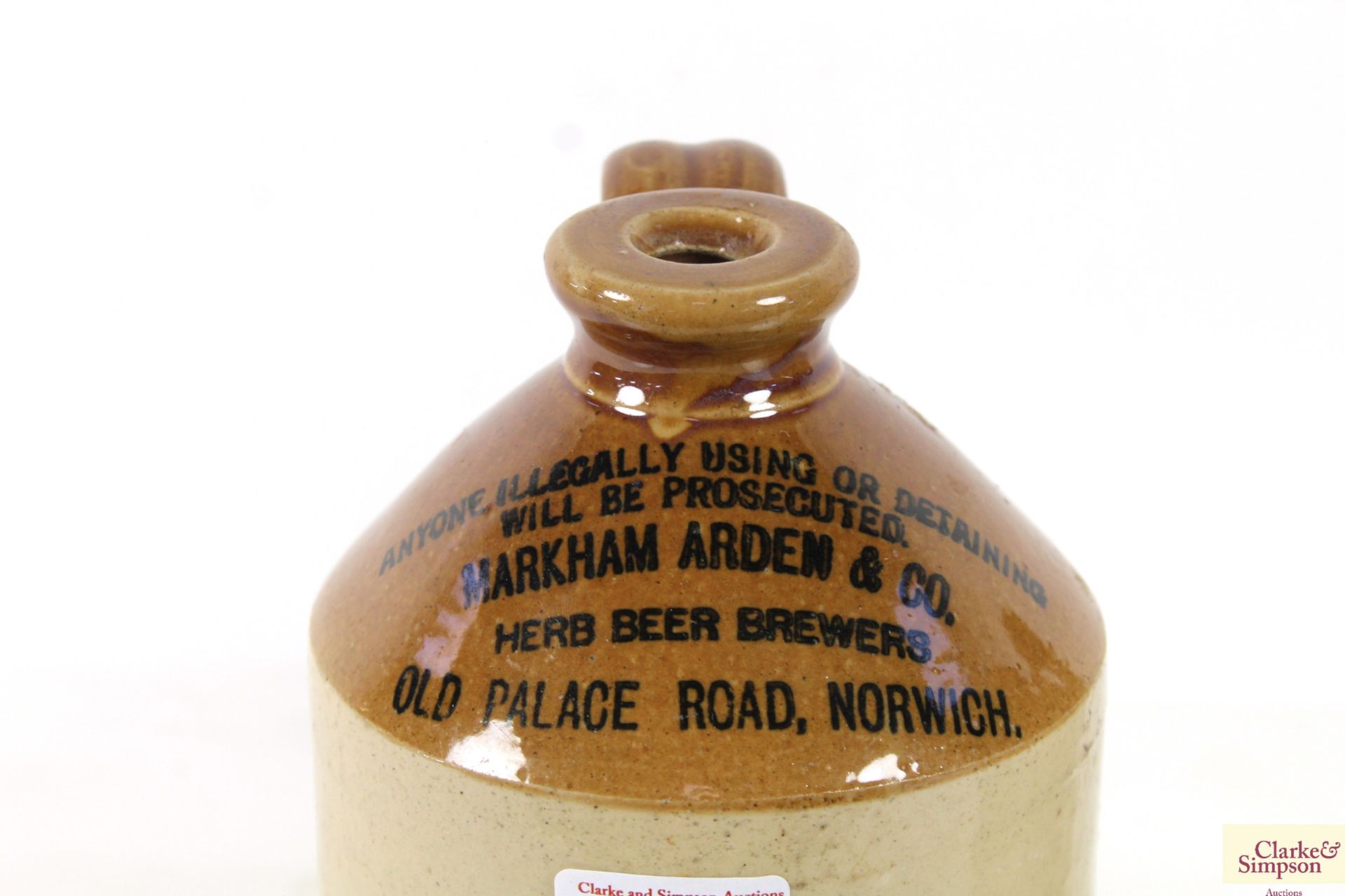 Two stoneware bottles named to Markham Arden & Co. Herb Beer Brewers of Old Palace Road Norwich - Image 3 of 6