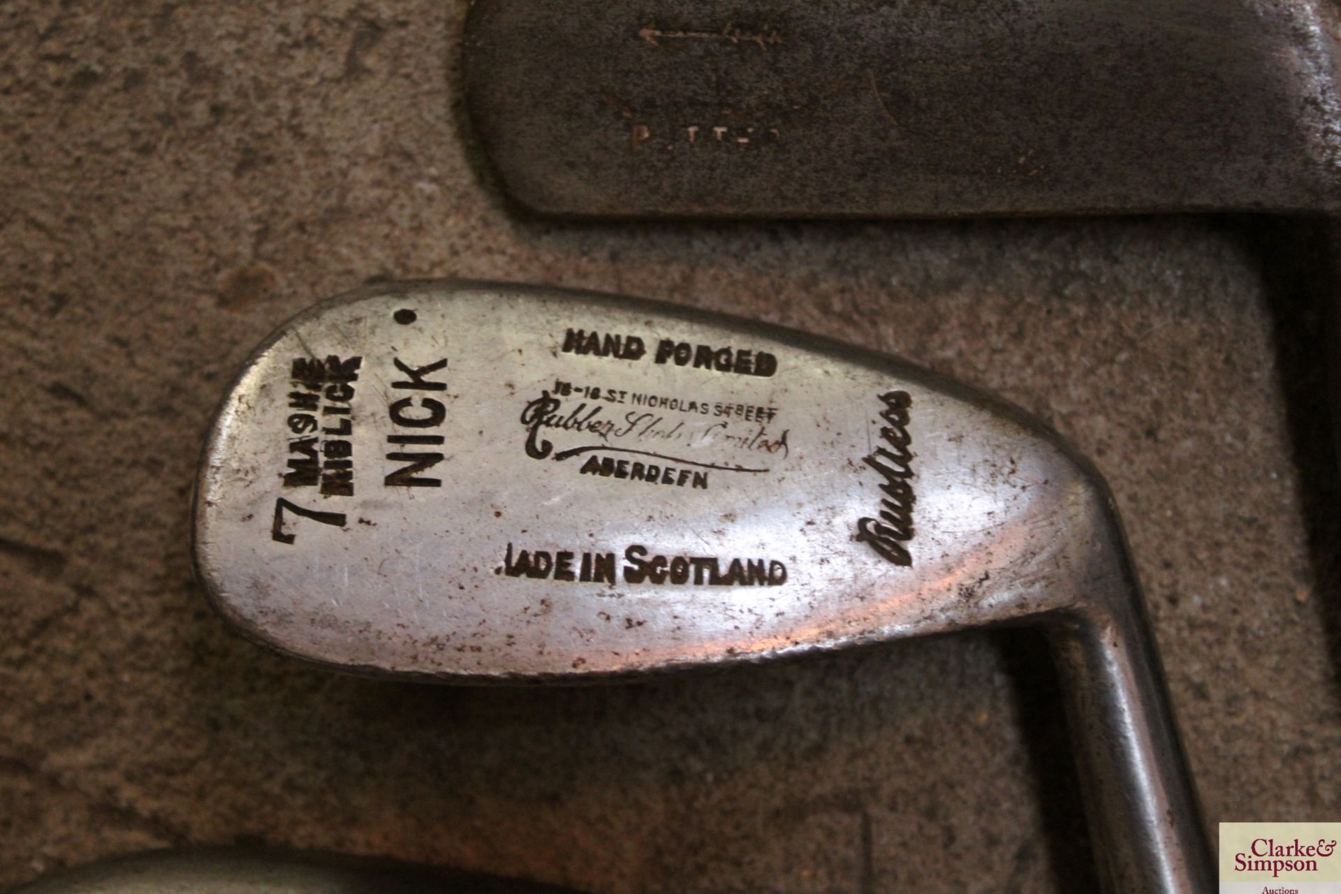 A vintage canvas and leather golf bag and a quantity of vintage hickory shafted golf clubs - Image 11 of 14