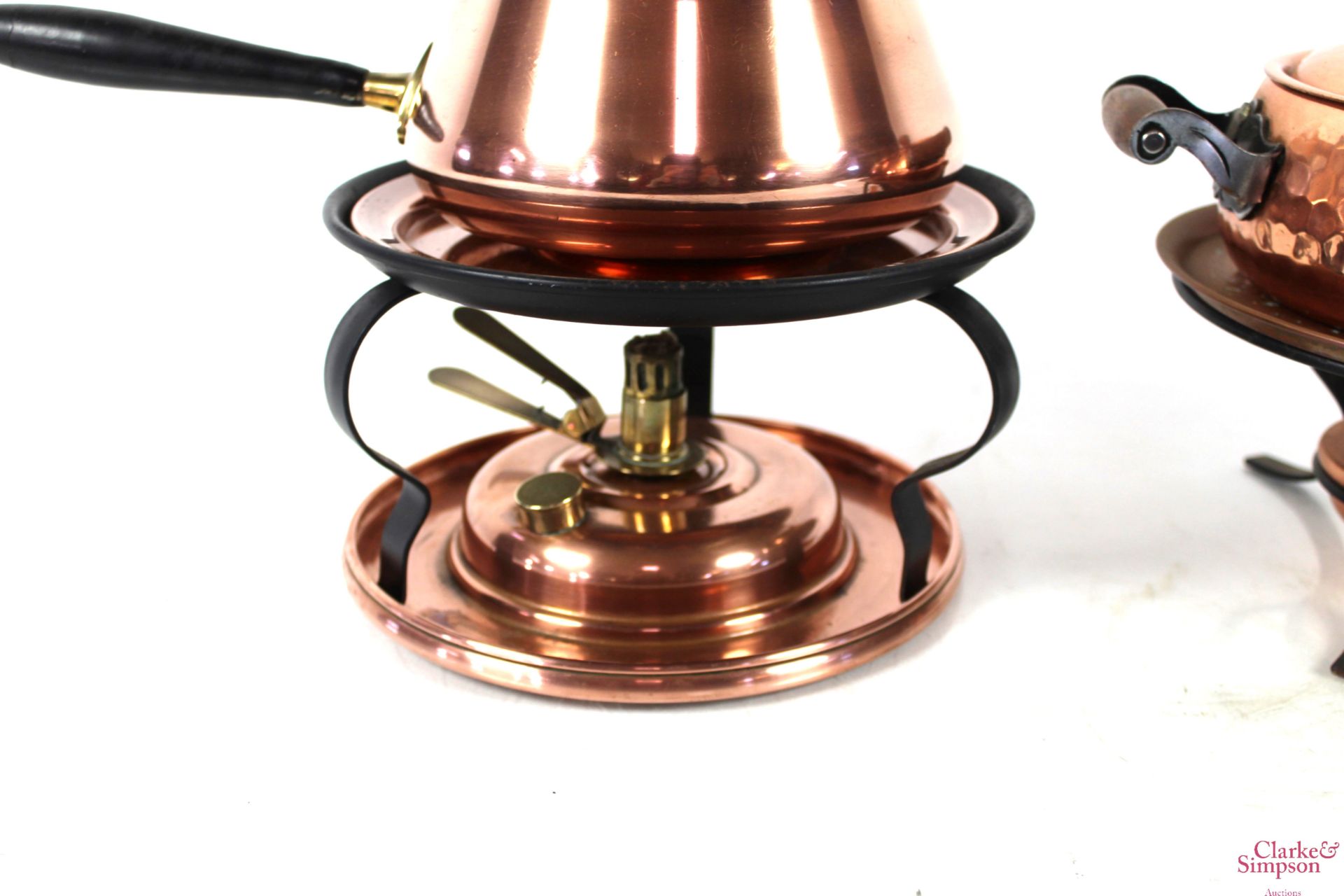 Two copper fondue sets with burners - Image 3 of 8