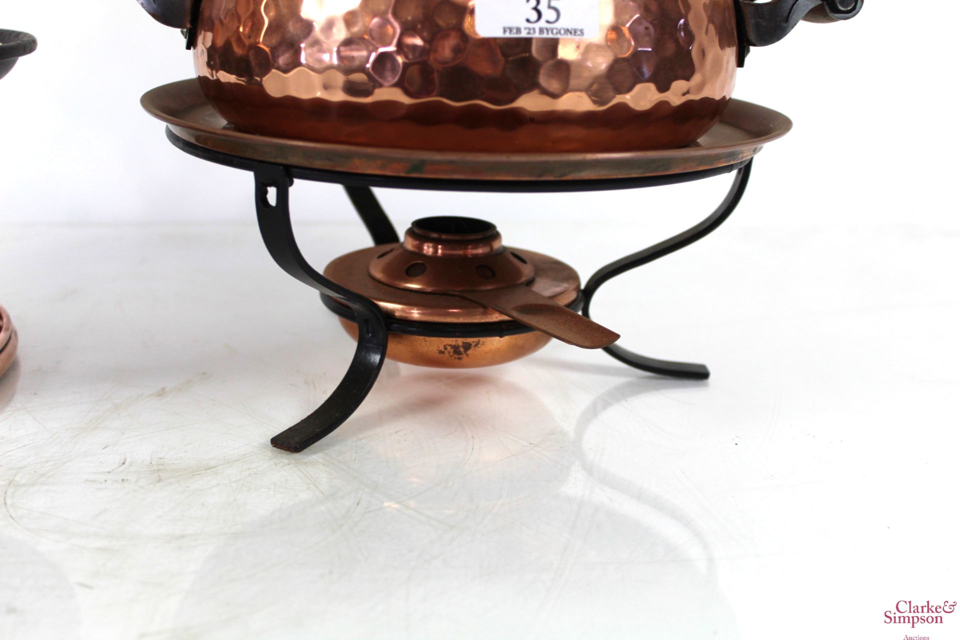 Two copper fondue sets with burners - Image 6 of 8