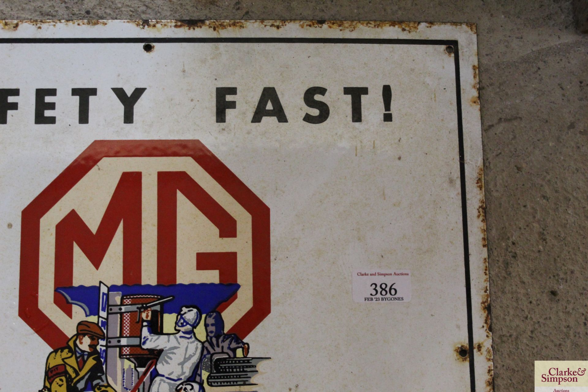 An ornate MG enamel sign for the "1933 MG Magnette - Image 3 of 10