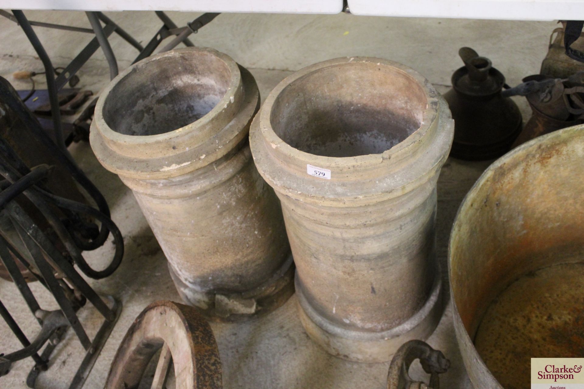 A pair of chimney pots