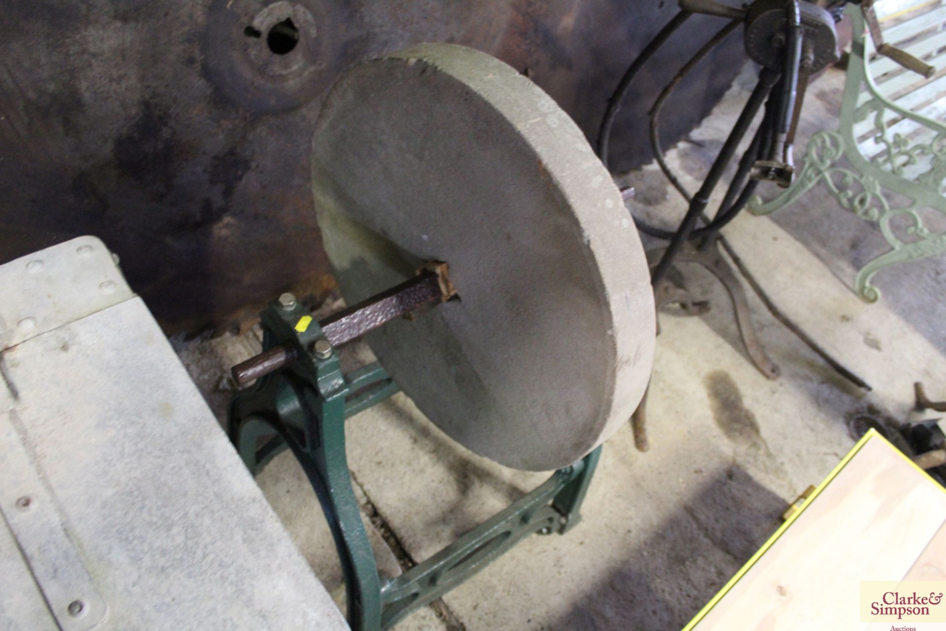 A sharpening stone on cast iron stand - Image 2 of 2