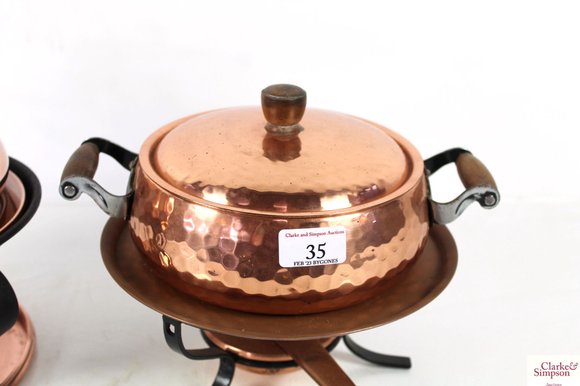 Two copper fondue sets with burners - Image 5 of 8