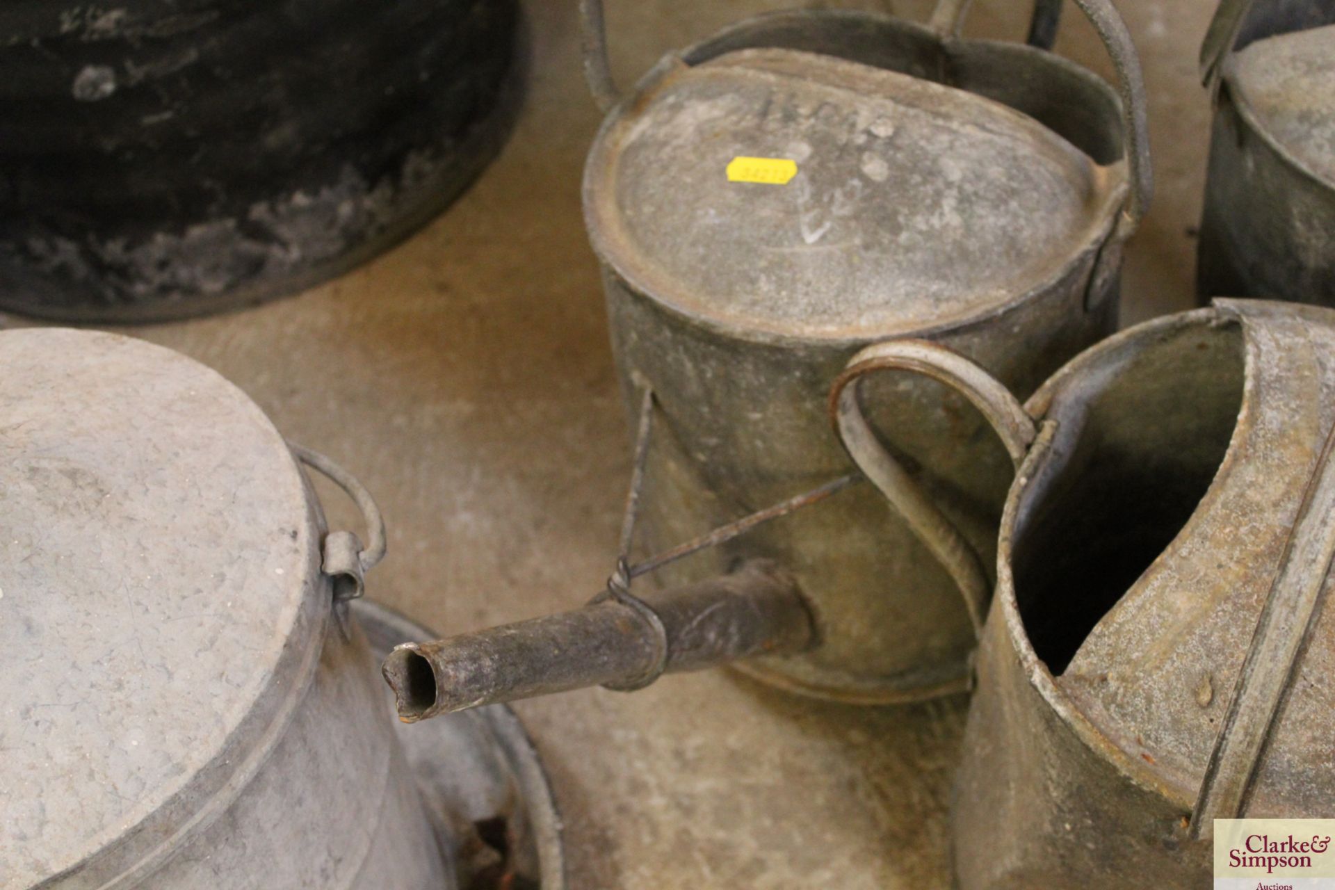 Three galvanised watering cans, one with rose - Image 4 of 4