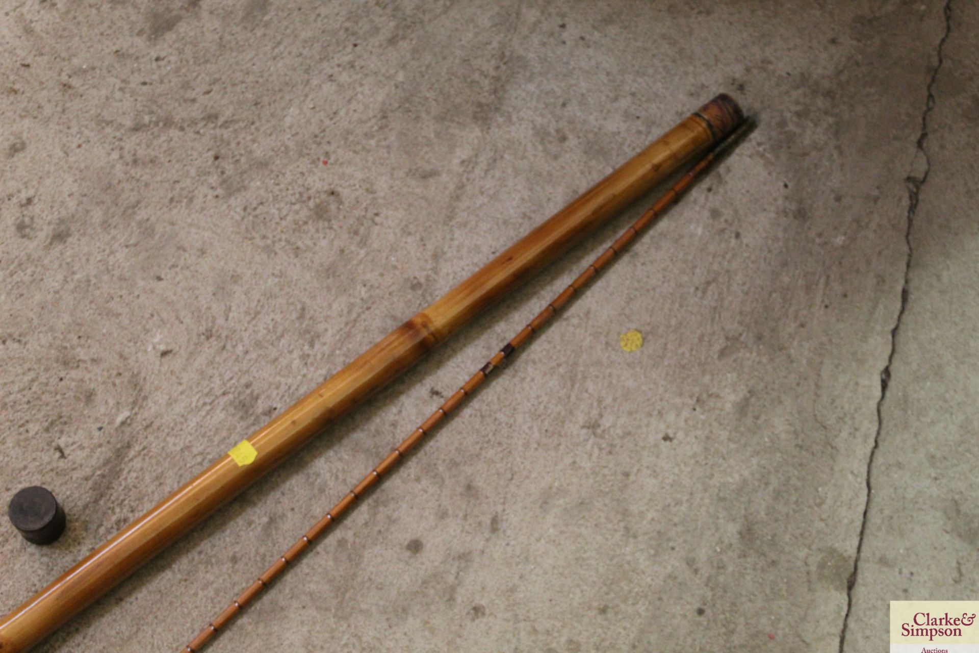An unusual bamboo fishing rod tip case and content - Image 2 of 5