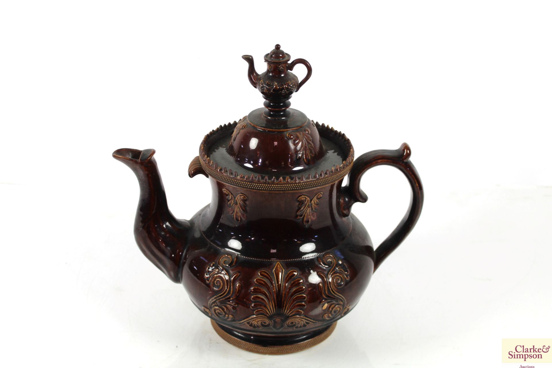 A large ceramic bargeware teapot - Image 2 of 7