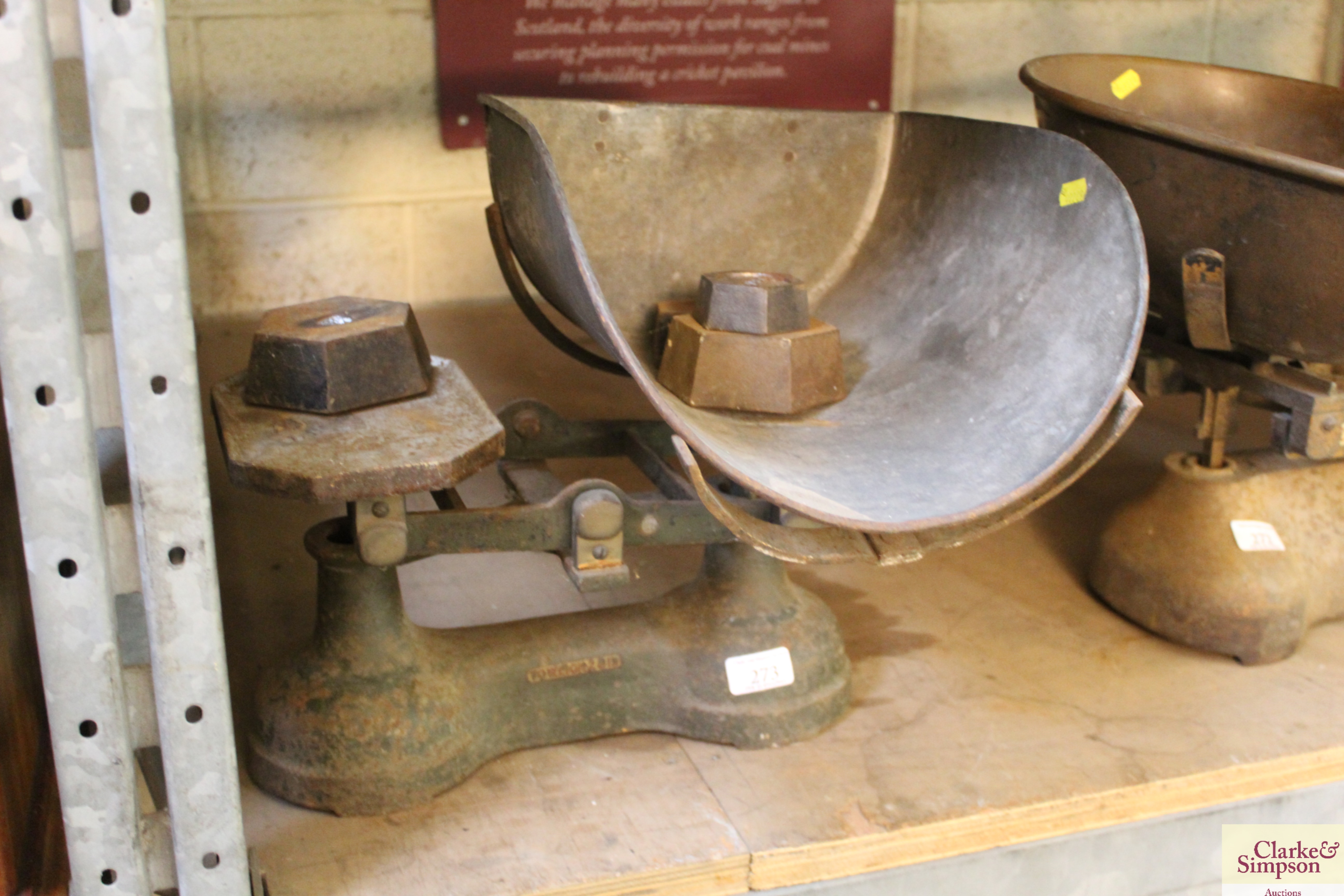 A set of shop scales and weights