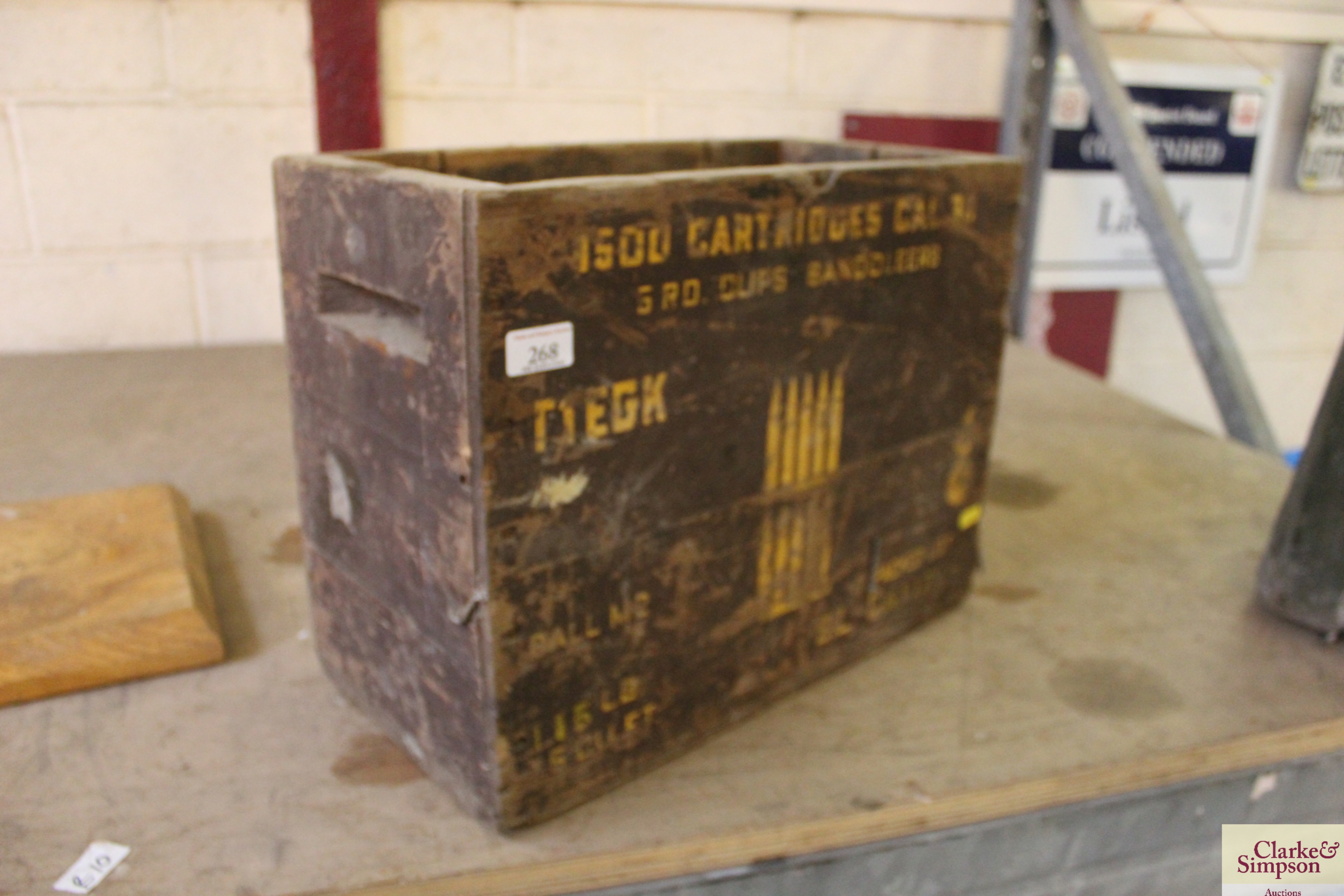 A wooden ammunition box