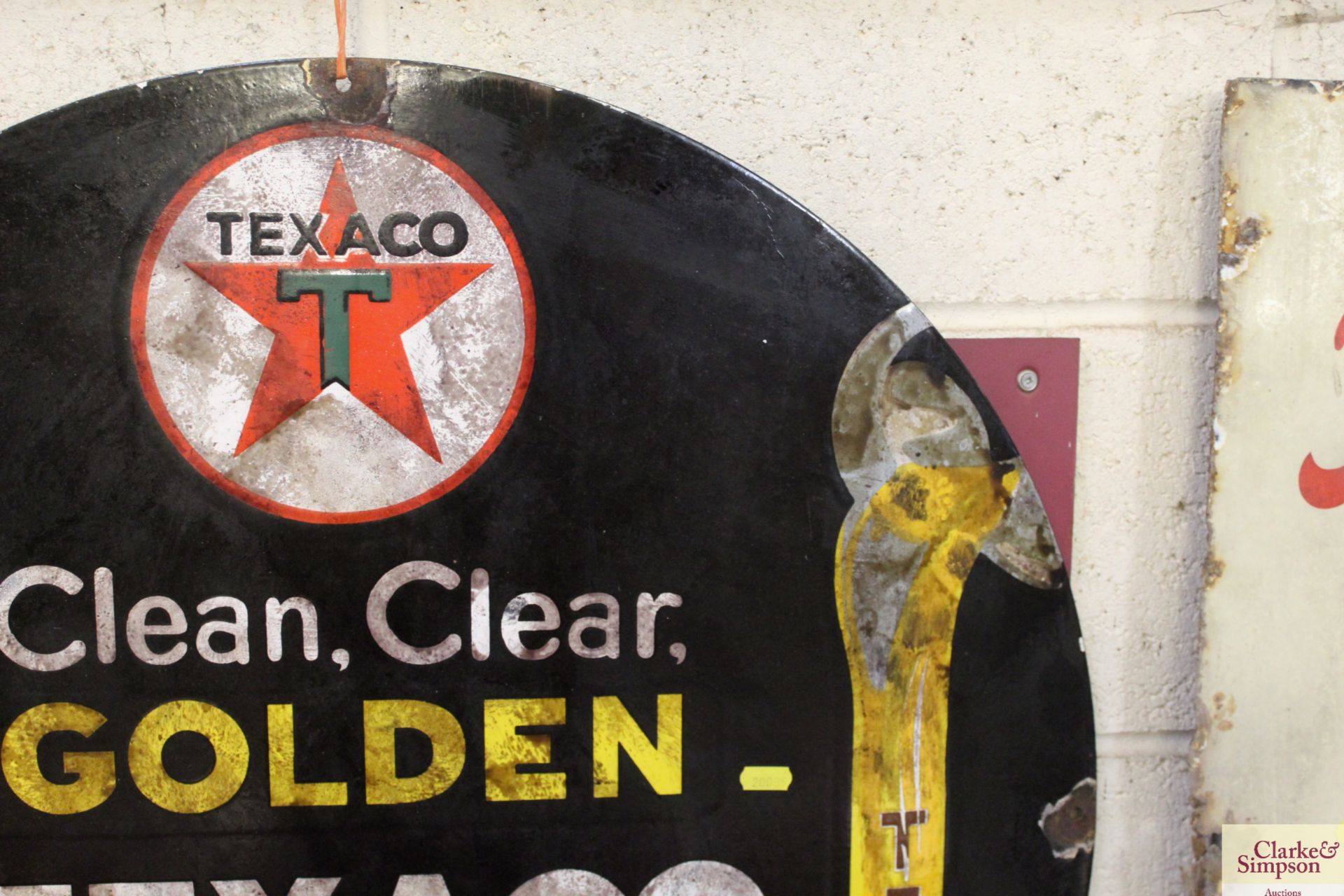 A "Golden Texaco Motor Oil" circular enamel sign, - Image 2 of 10