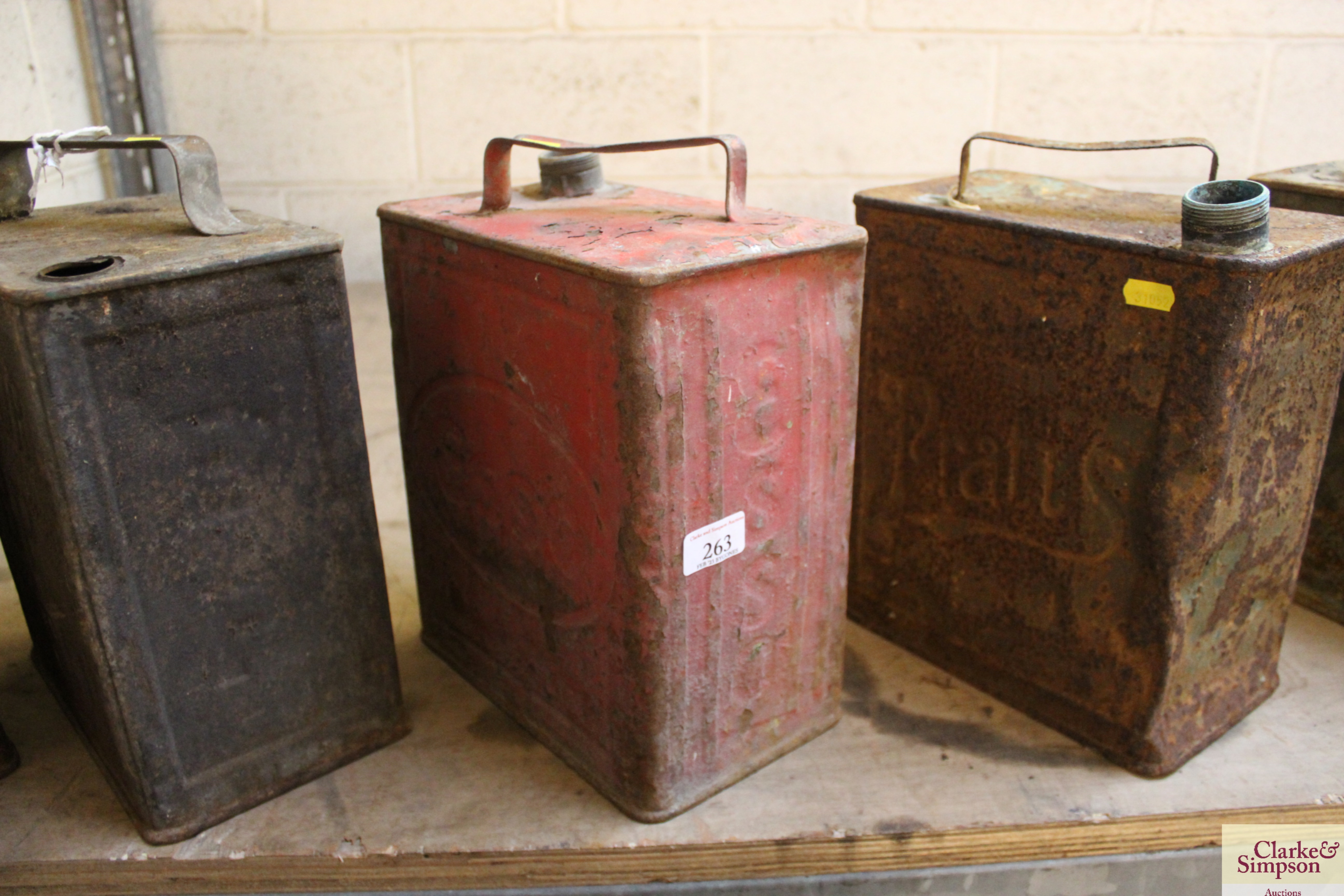 Five various two gallon petrol cans including Esso - Image 3 of 4