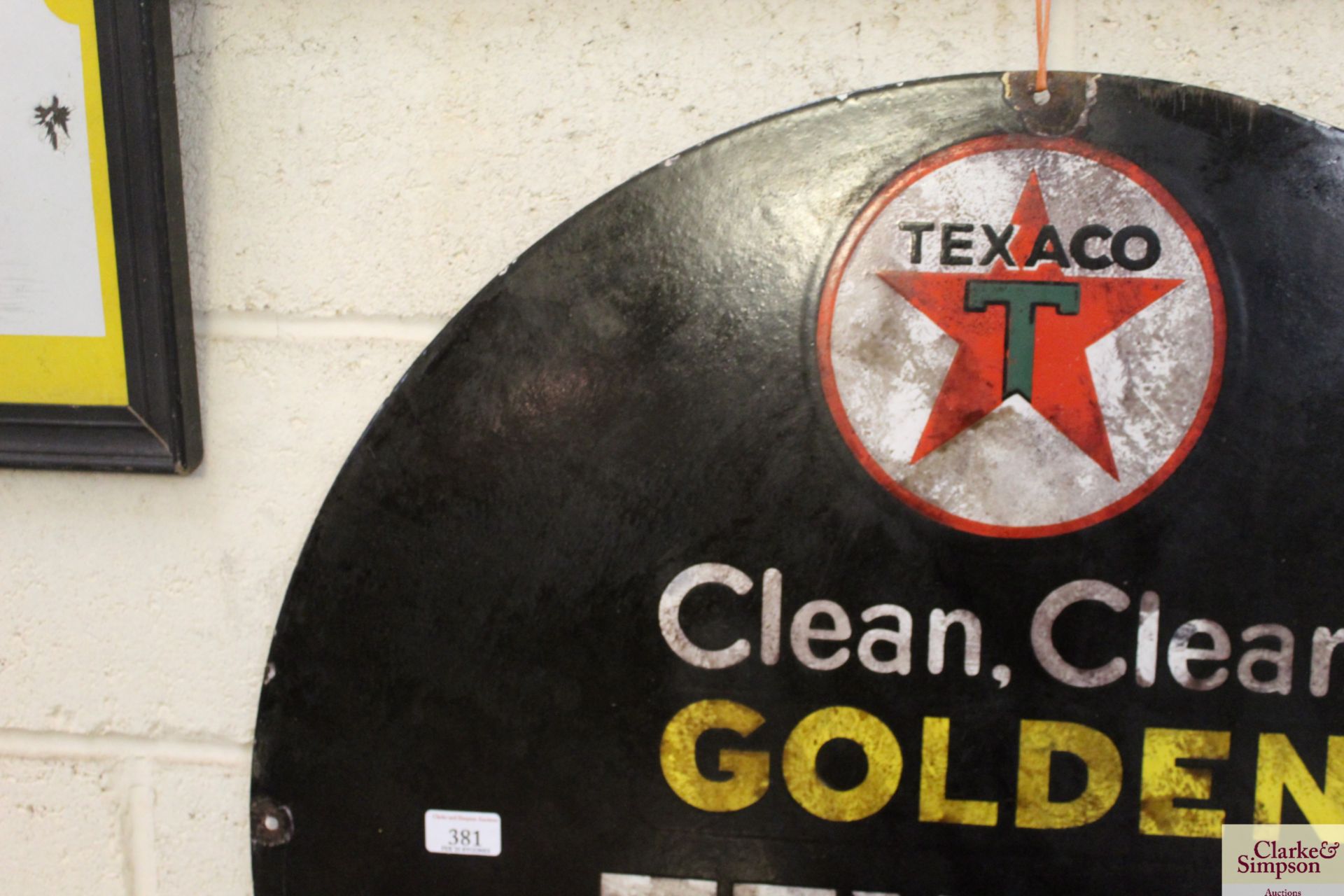 A "Golden Texaco Motor Oil" circular enamel sign, - Image 5 of 10