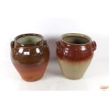 Two stoneware olive jars