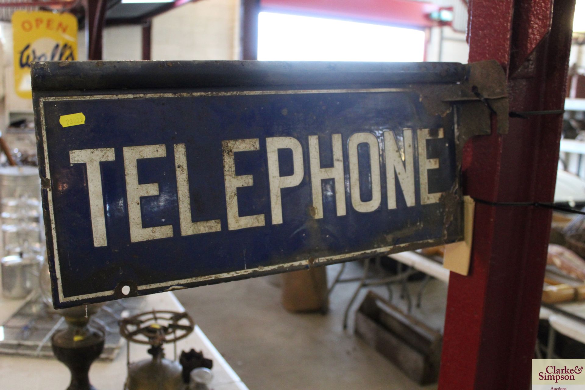 A vintage double sided enamel telephone sign, appr - Image 2 of 2