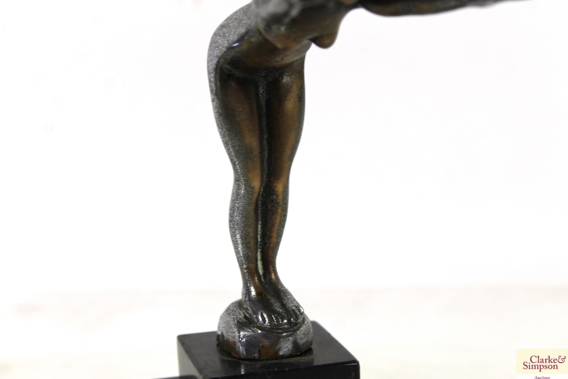 A silvered bronze 1920's car mascot on plinth - Image 3 of 4