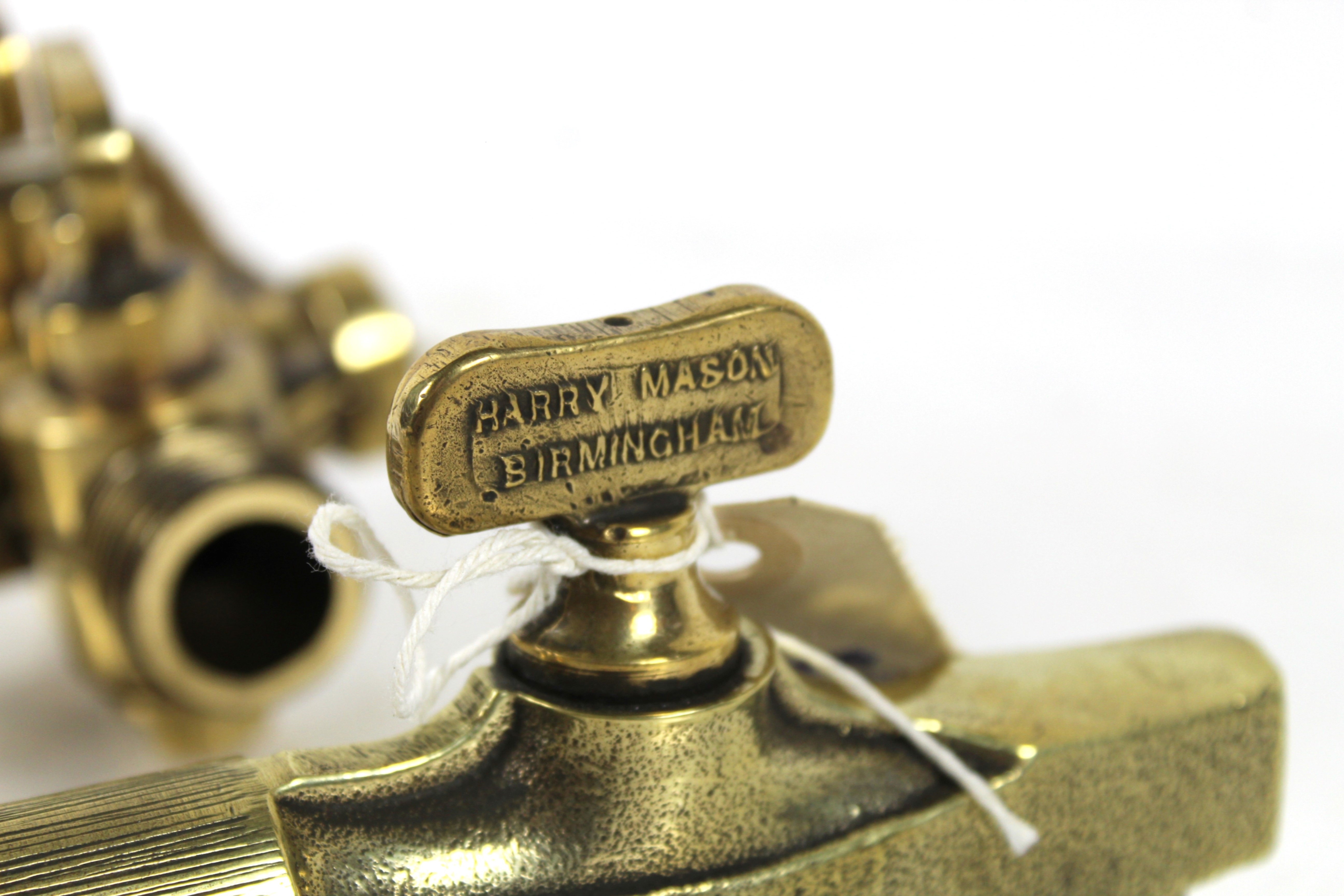 Two large brass beer barrel taps, one with a doubl - Image 3 of 4