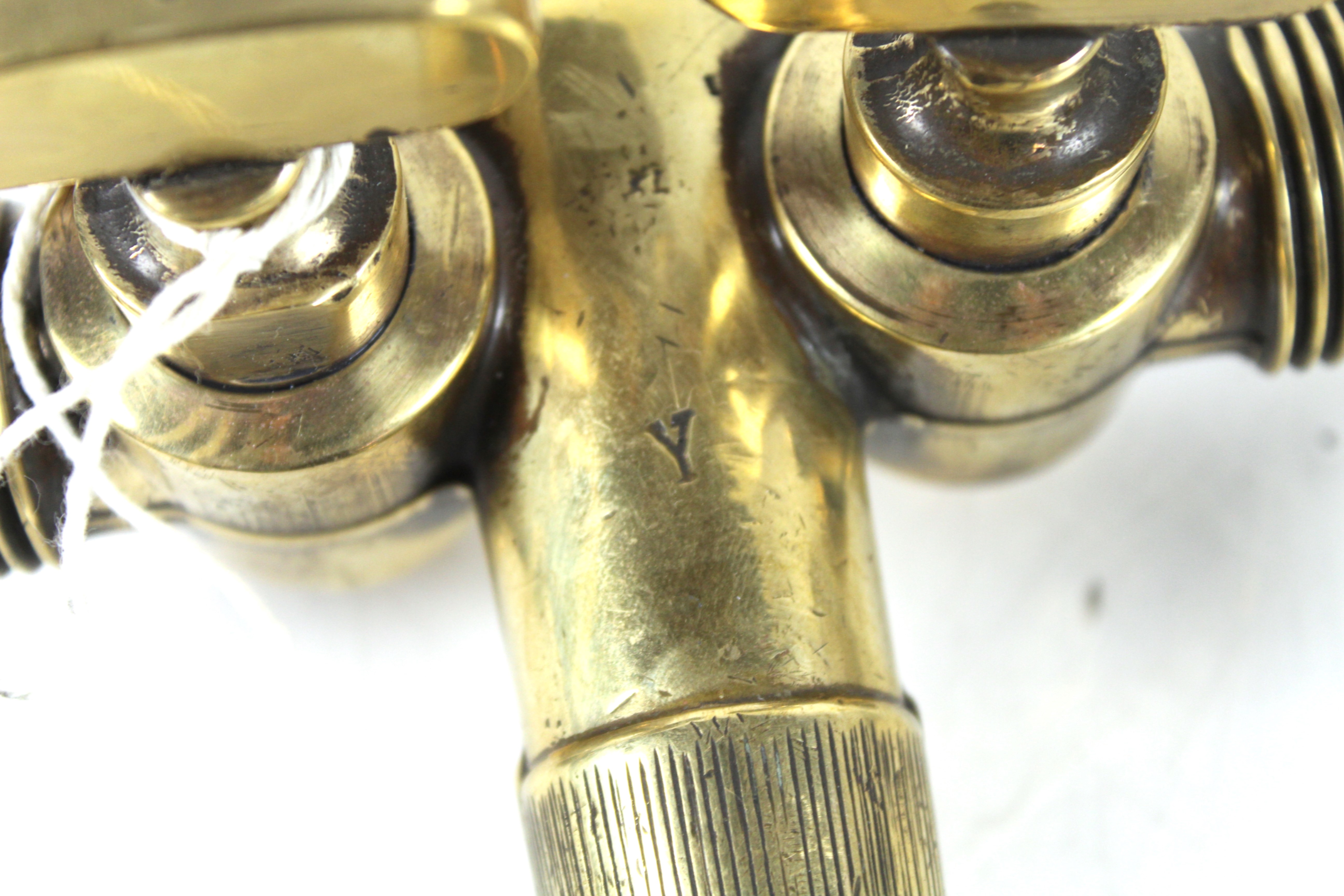 Two large brass beer barrel taps, one with a doubl - Image 4 of 4
