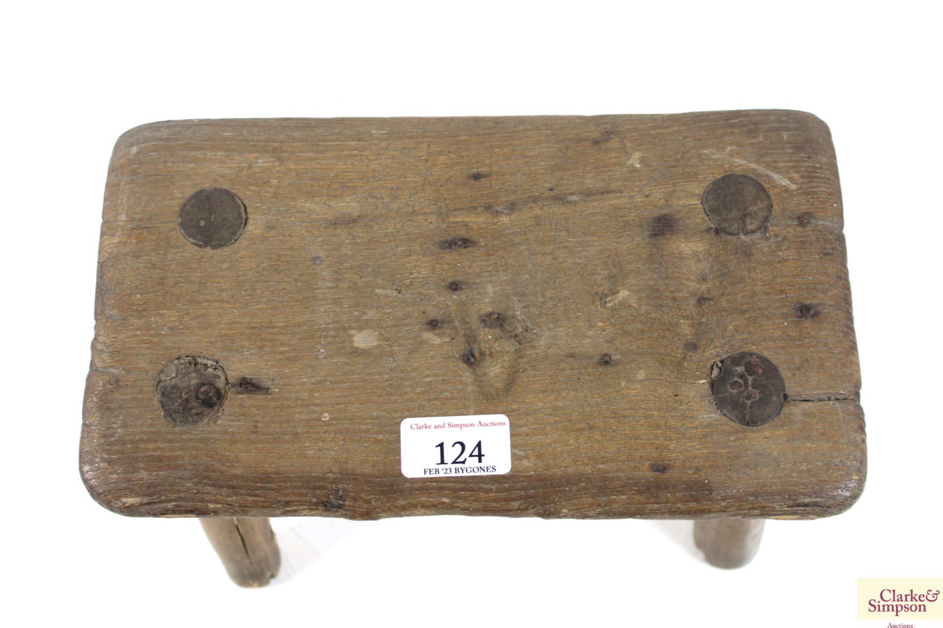 An 18th Century oak footstool - Image 3 of 4