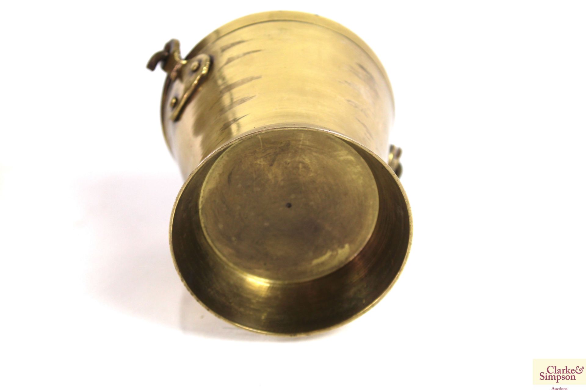 A large brass jam pan with metal swing handle and - Image 7 of 7