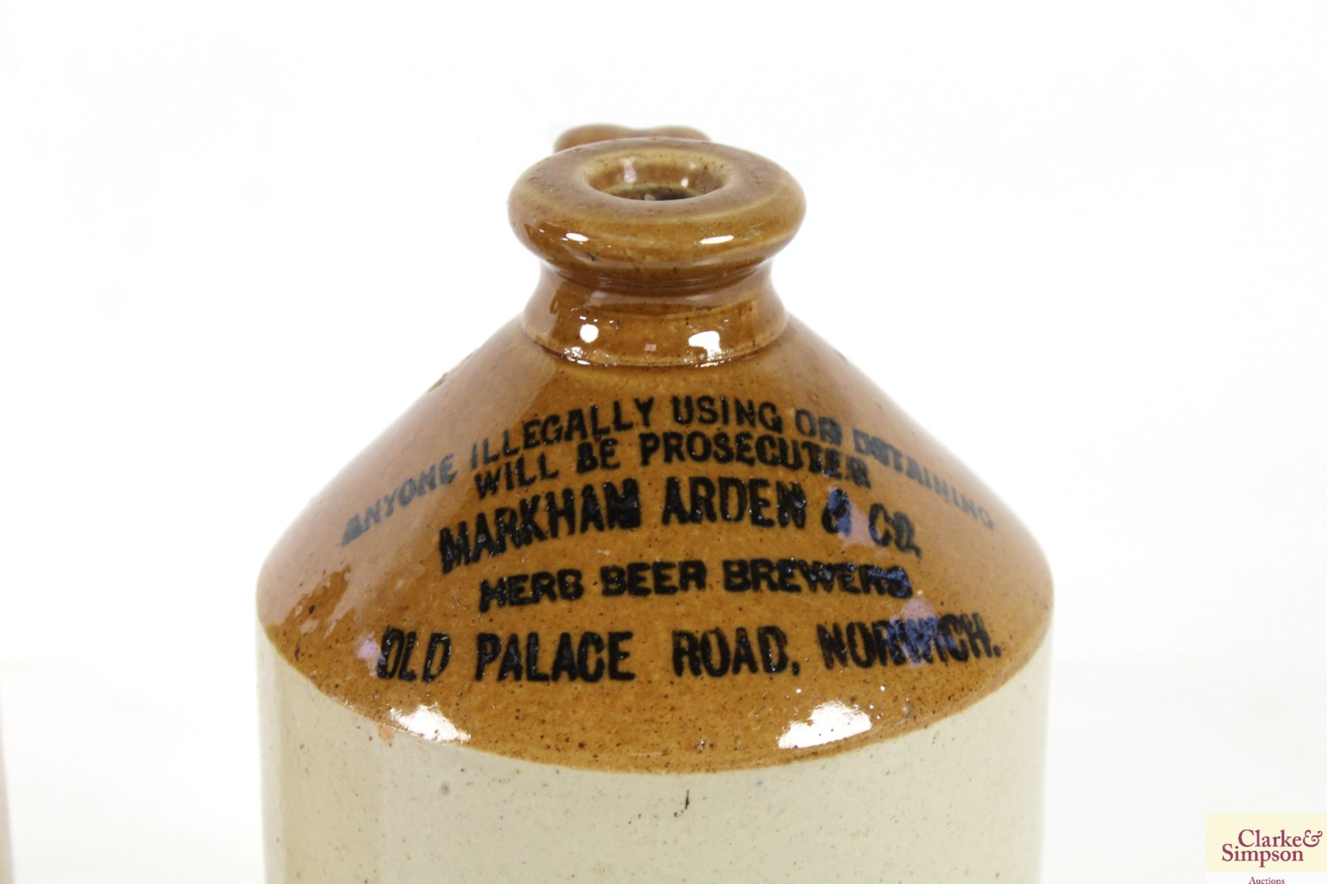 Two stoneware bottles named to Markham Arden & Co. Herb Beer Brewers of Old Palace Road Norwich - Image 4 of 6