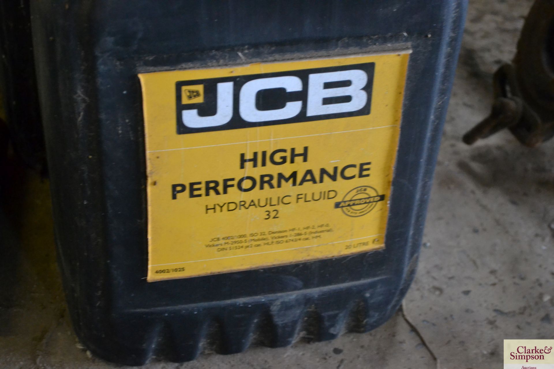 2x 20L JCB hydraulic oil and quantity of grease gun cartridges. V - Image 3 of 3