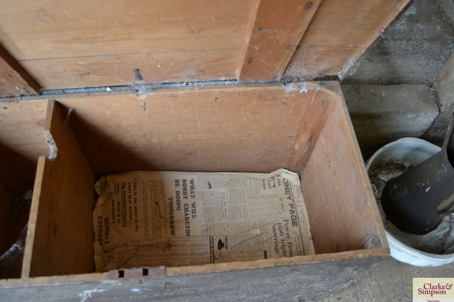 Wooden trunk to W Lowther of Wickham Market. V - Image 3 of 4