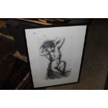 A framed and glazed charcoal nude