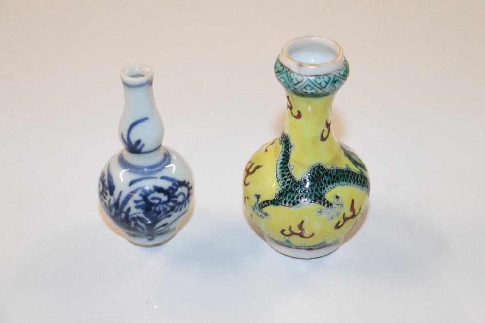 A miniature Chinese vase painted with green dragon