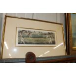 A framed and glazed coloured print "The Cricket Ma