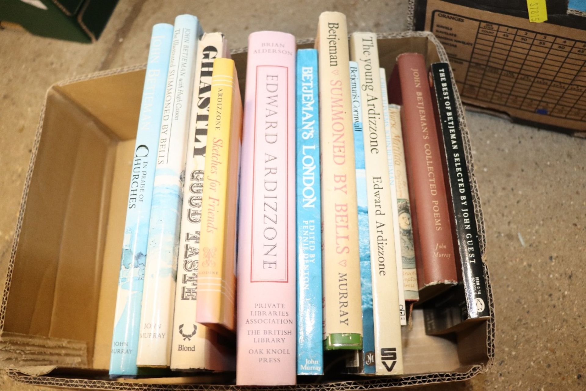 A box of various John Betjeman and Edward Ardizzin