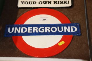 A cast iron Underground sign