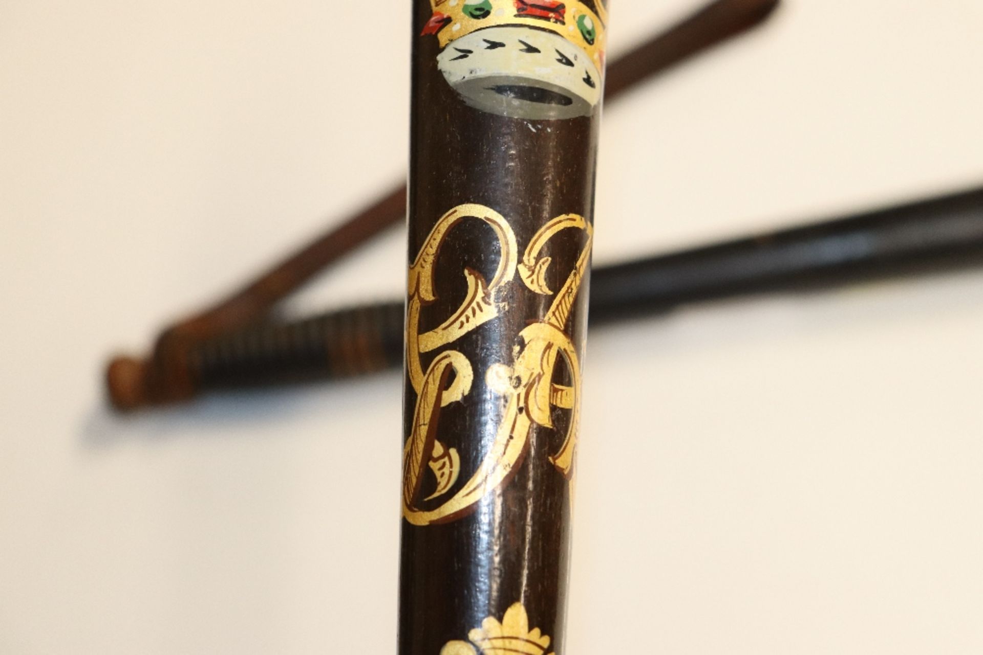 Two wooden truncheons, one with painted decoration - Image 3 of 7