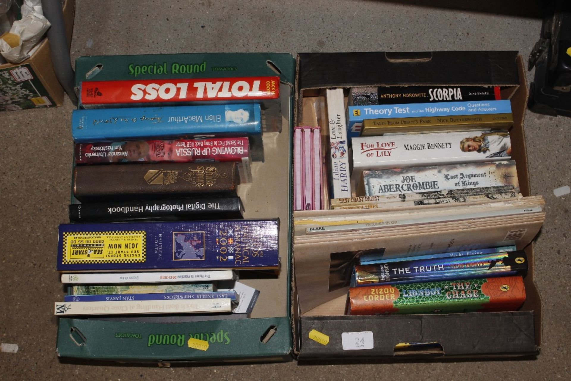 Two boxes of various books