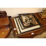 An oak twin handled tray and a Vogue mirror etc.