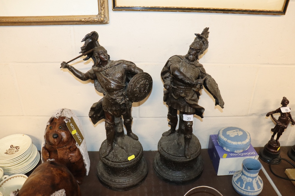 A pair of spelter figures