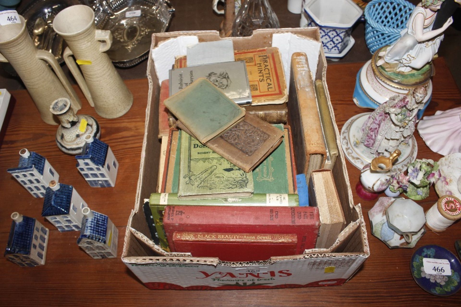 A box of various books