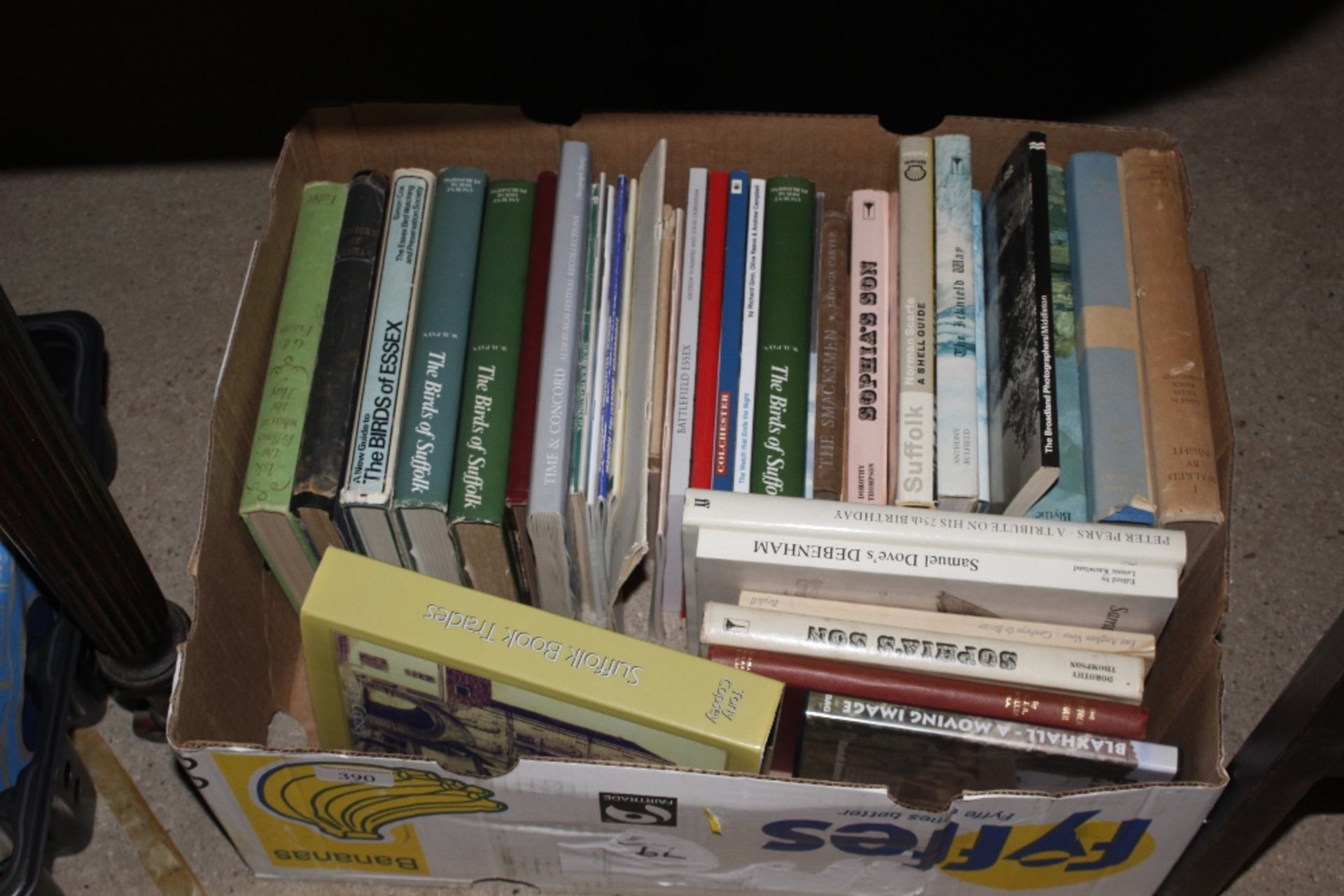 A box of various local related books