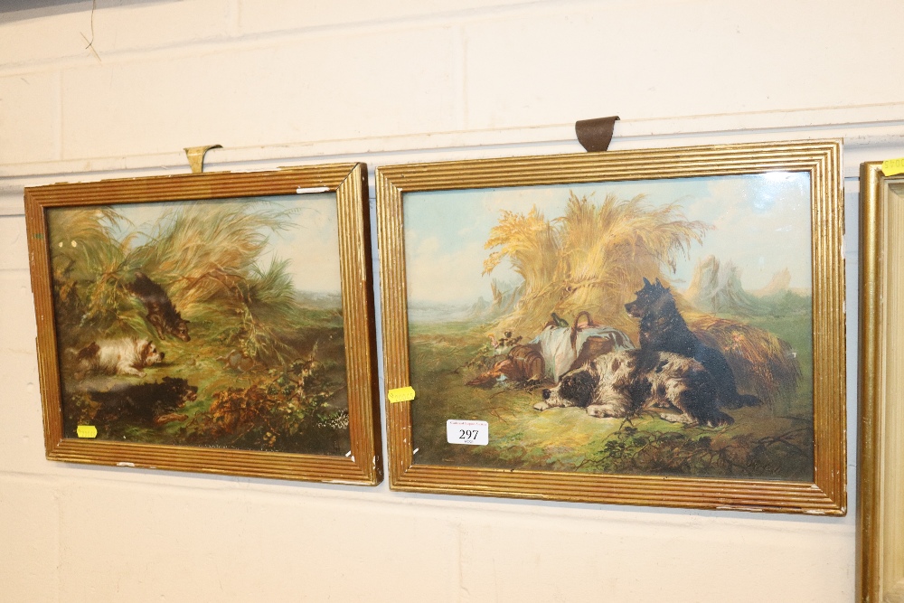 A pair of prints depicting dogs harvest scene; and