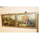 A pair of prints depicting dogs harvest scene; and