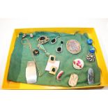 A box containing costume brooches and ear-rings
