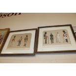 Two oak framed prints "First Or Grenadier Regiment